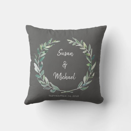 素朴な水彩画は新郎新婦の結婚式を去ります クッション (裏面)