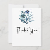 素朴な水彩画イラスト ブルー 花束 サンキューカード (正面)