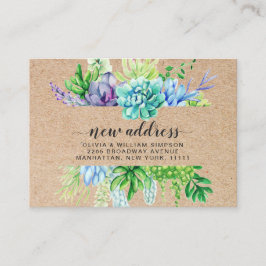 素朴な水彩画多肉植物引越しのお知らせ エンクロージャーカード