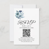 素朴な水彩画風イラスト ブルーの花束 出欠カード (正面)