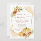 素朴な水彩秋のカボチャサプライズ誕生日 招待状 (正面)