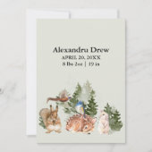素朴な水彩色の森の出産発表 招待状 (正面)