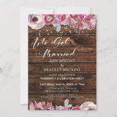 素朴な水彩花とライト - 私たちは結婚しました 招待状 (正面)