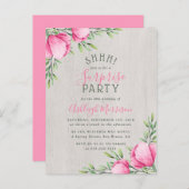 素朴な水彩花と木 | サプライズパーティー インビテーションポストカード (正面/裏面)