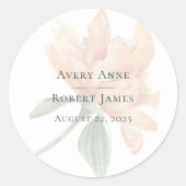 素朴な水彩花のクラシックな丸型ステッカー ラウンドシール (正面)