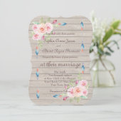 素朴な水彩花の古い木の結婚式の招待状 招待状 (スタンド正面)