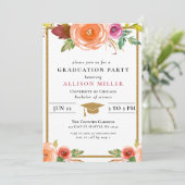 素朴な水彩花ボタニカル卒業招待状 招待状 (スタンド正面)