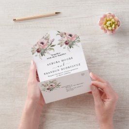 素朴な水彩花束 オールインワン招待状