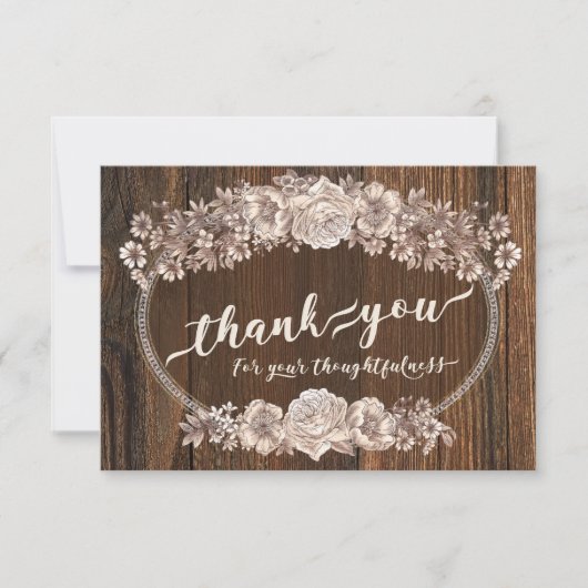 素朴な水彩花束 サンキューカード (正面)