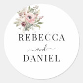 素朴な水彩花束 ラウンドシール (正面)