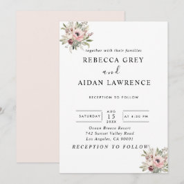 素朴な水彩花束 招待状