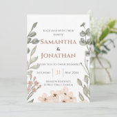 素朴な水彩花柄のウェディング招待状 招待状 (スタンド正面)