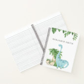 素朴な水彩 かわいい恐竜 名前入り ノートブック (内部)