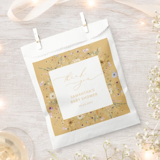 素朴な水彩 ベイビーシャワー お礼 フェイバー フェイバーバッグ (クリップ留めされた状態)