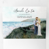 素朴な沿岸の海辺のオーシャンウェディング 三つ折り招待状 (内部最初)