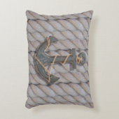 素朴な沿岸ビーチ航海のなロープの木製のいかり アクセントクッション (正面(垂直))