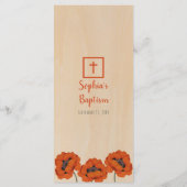 素朴な洗礼の少女 ポピーの木の赤い手書き メニュー (裏面)