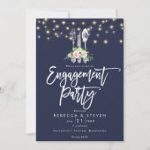 素朴な海軍のフローラ婚約パーティ 招待状 (正面)