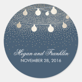 素朴な海軍の文字列ライトゴールドグリッターウェディング ラウンドシール