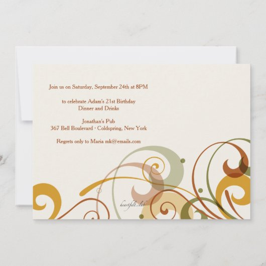 素朴な渦巻の写真の招待状 招待状 (裏面)