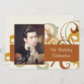 素朴な渦巻の写真の招待状 招待状 (正面/裏面)