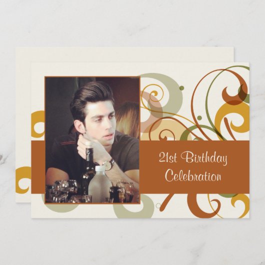 素朴な渦巻の写真の招待状 招待状 (正面/裏面)