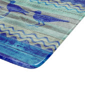 素朴な濃紺の沿岸装飾のシギ カッティングボード (角)