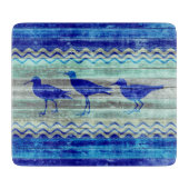 素朴な濃紺の沿岸装飾のシギ カッティングボード (正面)