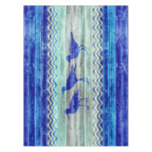 素朴な濃紺の沿岸装飾のシギ テーブルクロス (正面)