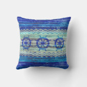 素朴な濃紺の沿岸装飾の船の車輪 クッション (裏面)