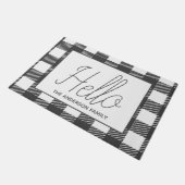 素朴な灰色のバッファローの点検の格子縞こんにちは ドアマット (アングル)