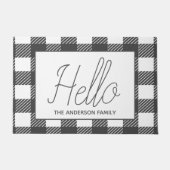 素朴な灰色のバッファローの点検の格子縞こんにちは ドアマット (正面)