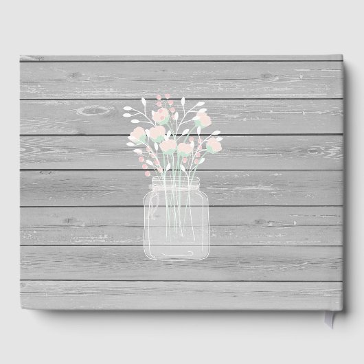 素朴な灰色の木のストリングライト ブライダルシャワー ゲストブック (裏面)