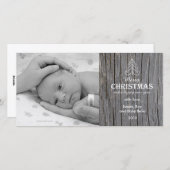 素朴な灰色の木製のクリスマスツリーの写真カード シーズンカード (正面/裏面)