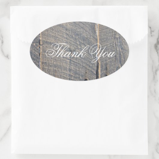 素朴な灰色の納屋の木材の田舎のウェディング感謝していユー 楕円形シール (バッグ)