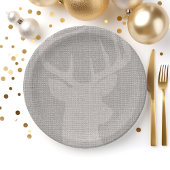 素朴な灰色の麻布の鹿の雄 ペーパープレート