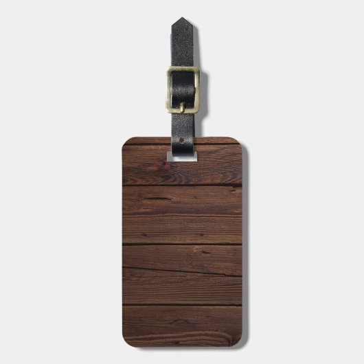 素朴な焦茶の木製の木の塀の国スタイル ラゲッジタグ (正面縦)