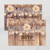 素朴な照明のついたメイソンジャー　デイジー＆レース　RSVPカード 招待状 (正面/裏面)