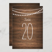 素朴な照明のストリングテーブルナンバー 招待状 (正面/裏面)