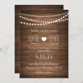 素朴な照明のストリング ウェディング インビテーション (正面/裏面)