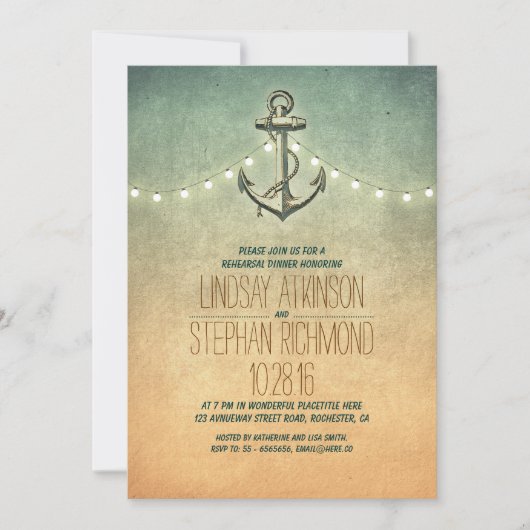 素朴な照明の海事リハーサルディナー招待状 招待状 (正面)