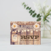 素朴な照明付きのメイソンジャー　デイジー＆レース　RSVP インビテーションポストカード (スタンド正面)