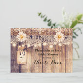 素朴な照明付きメイソンジャーとデイジーのウェディングシャワー 招待状 (スタンド正面)