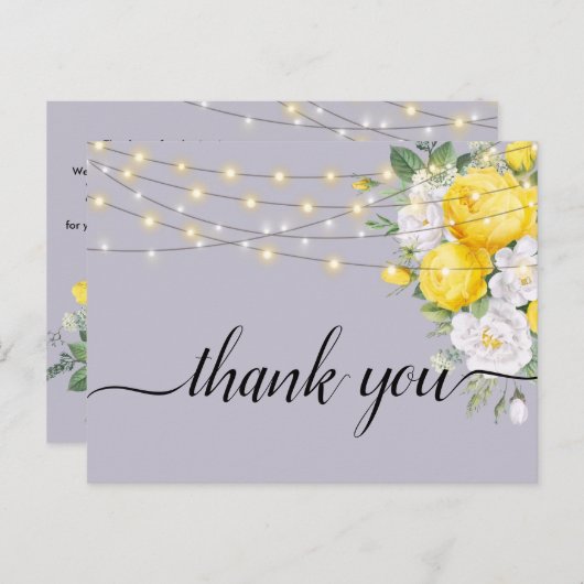 素朴な照明 イエローフローラル  ありがとう ポストカード (正面/裏面)