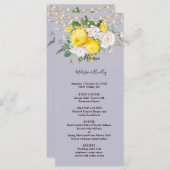 素朴な照明 黄色の花のウェディングメニュー プログラム (正面/裏面)