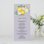 素朴な照明 黄色の花のウェディングメニュー プログラム (スタンド正面)