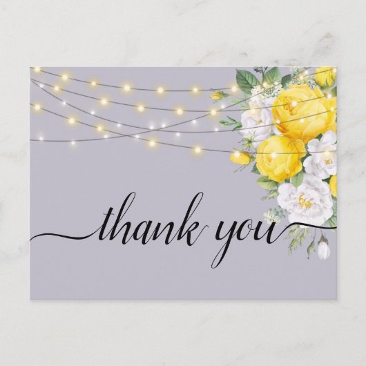 素朴な照明 黄色の花  ありがとう ポストカード (正面)