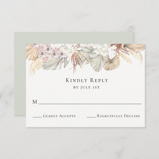 素朴な熱帯結婚RSVPカード 出欠カード (正面/裏面)