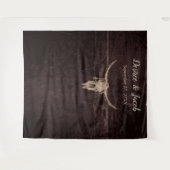 素朴な牛の頭蓋骨 カントリー西部 テクスチャ背景 タペストリー (正面(横))