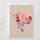 素朴な牡丹のブライダルシャワー招待 (裏面)